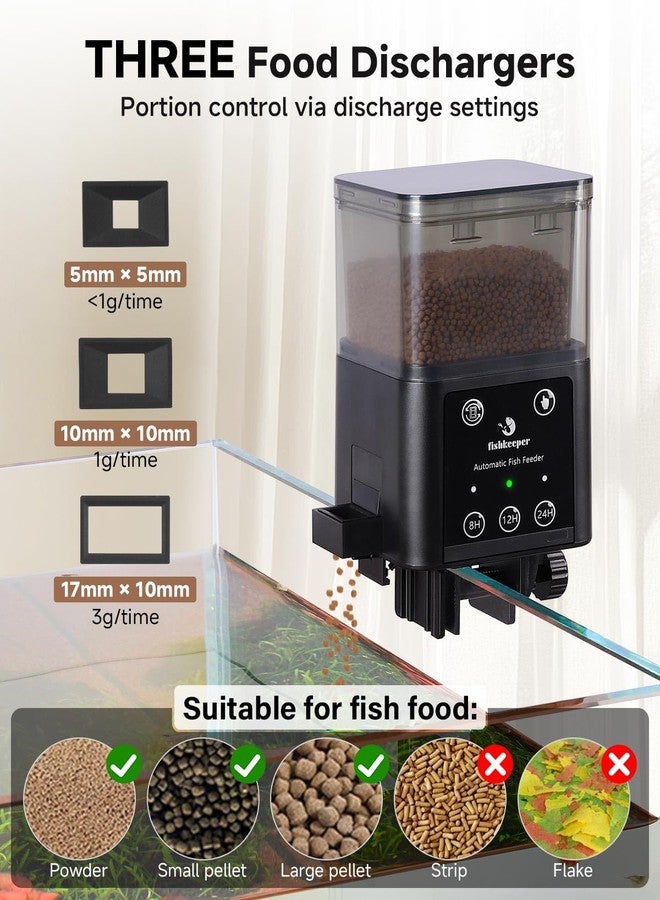 fishkeeper Automatic Fish Feeder for Aquarium - 320ML Large Capacity Adjustable Fish Feeder Automatic Dispenser with Timer for Vacation, Weekend or Daily Use, Three Fixed Methods - Image 4